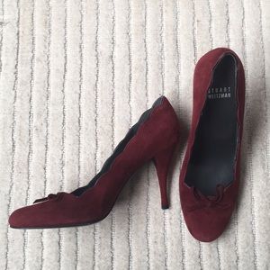 Stuart Weitzman dark red suede pumps